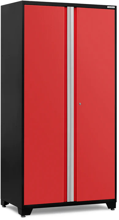 red steel locker with two doors