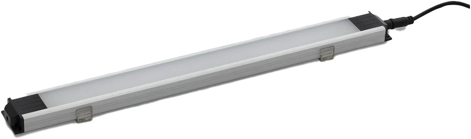 a single, short, flat shop light fixture