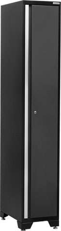 tall, narrow single door steel locker in black finish